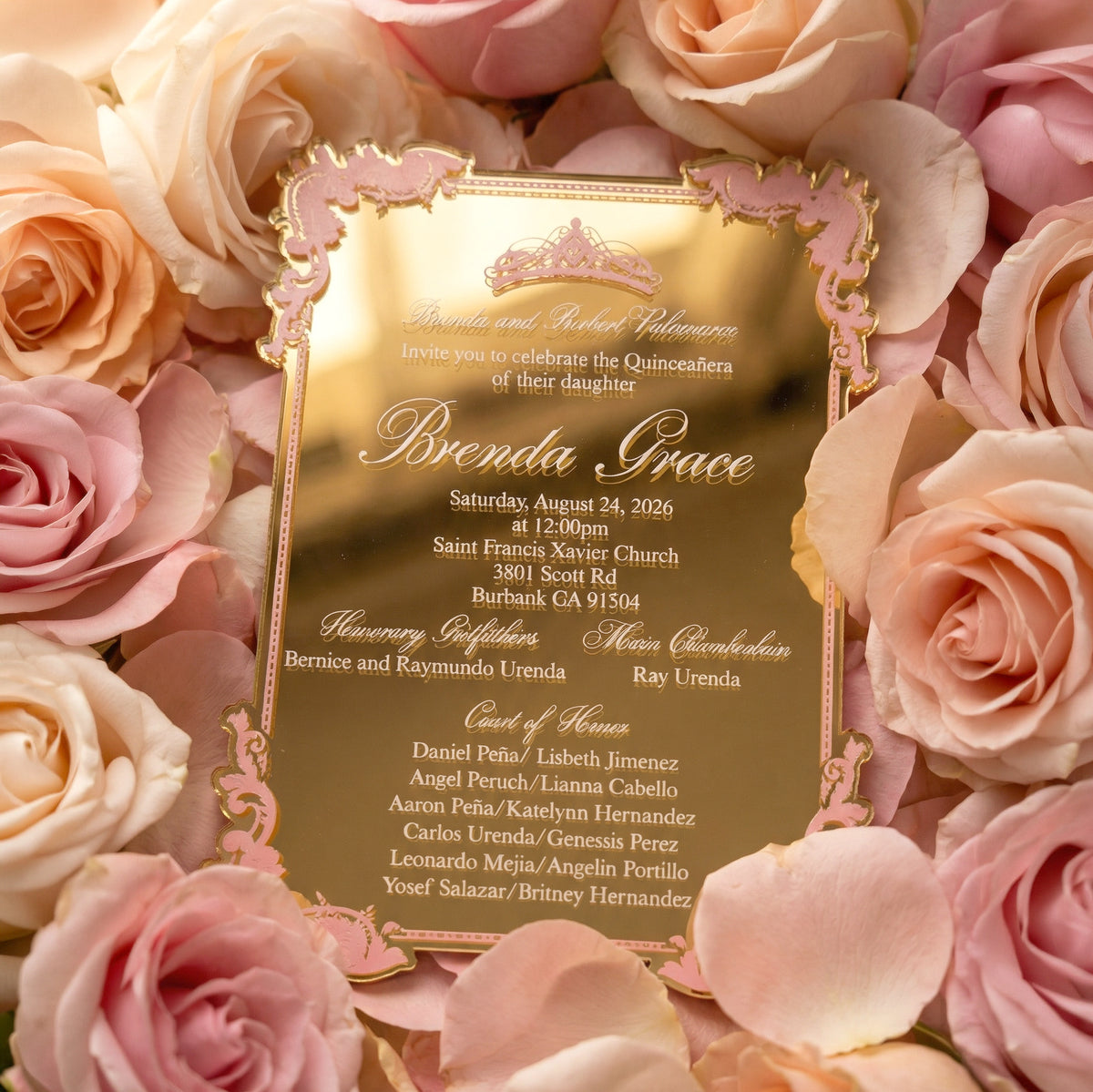 Acrylic Quinceañera Victoria Gold 2