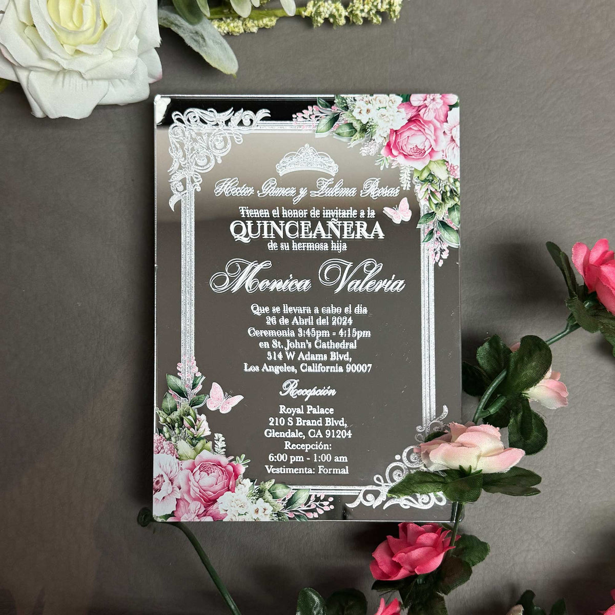 Quinceañera Silver Acrylic