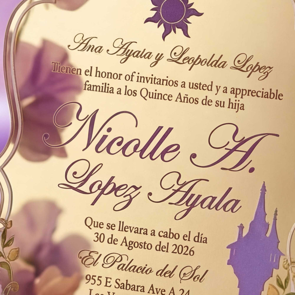 Acrylic Quinceañera Benalux Gold Rapunzel