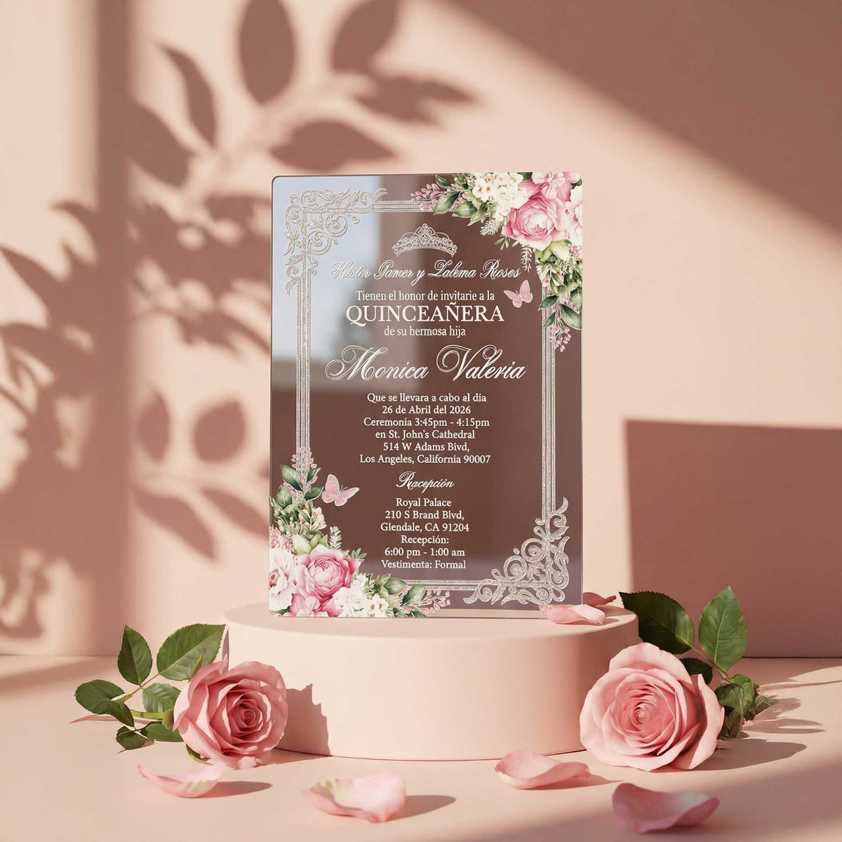 Acrylic Quinceañera Rose Gold 5x7 1