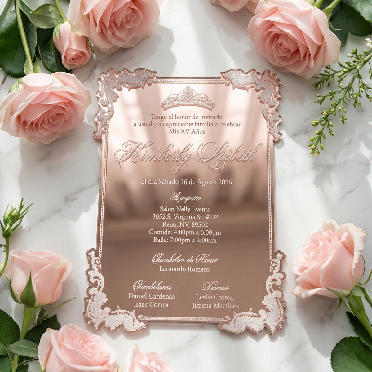 Acrylic Quinceañera Rose Gold Victoria 1