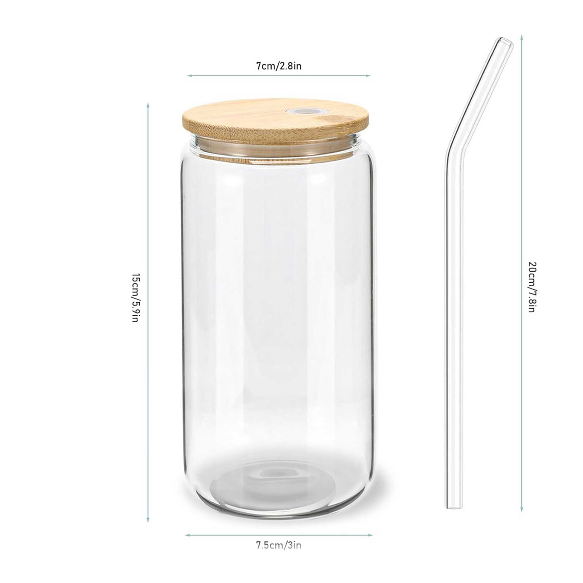 Glass Cup & Straw With Bamboo Lid